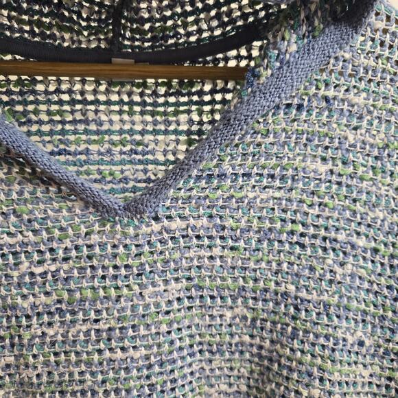 J. Jill Womens Coastal Boho Dropped Shoulder Boxy Open Knit Hoodie Sweater M - Picture 4 of 12